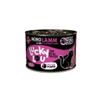 Υγρή Τροφή Lucky Lou SuperMono Αρνί (με Βατόμουρα & Σπόρους Chia) 200gr για γάτες