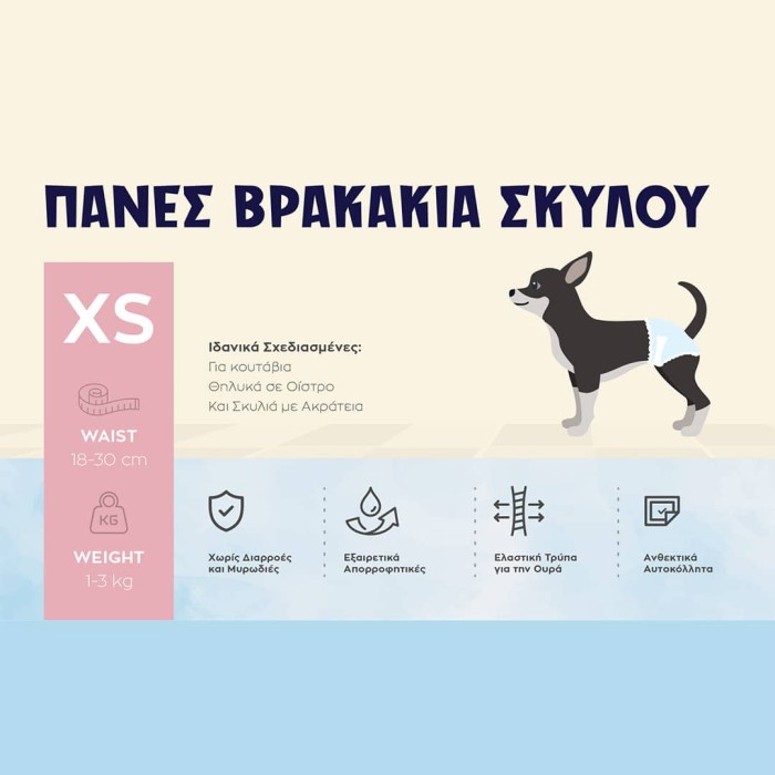 Πάνες Βρακάκι Πάνες–Βρακάκια για Σκύλους ΧS 20τεμ. για σκύλους