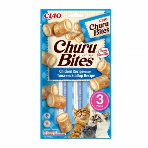 Inaba Churu Cat Bites Λιχουδιές με Κοτόπουλο, Τόνο & Χτένια 30gr