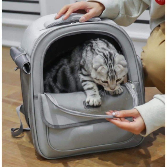 Τσάντες Μεταφοράς Τσάντα Backpack Με Παράθυρο Κατοικιδίου Γκρι για γάτες