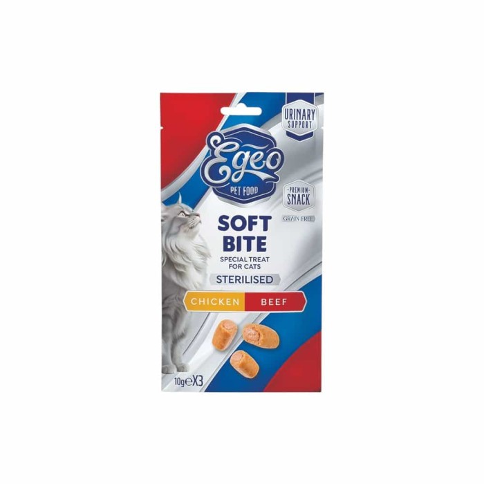 Snacks Egeo Cat Soft Bites Sterilized Chicken & Beef για γάτες