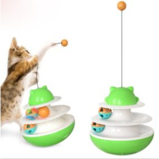 Διαδραστικό Παιχνίδι Γάτας - Περιστρεφόμενος Δίσκος - Πράσινο
