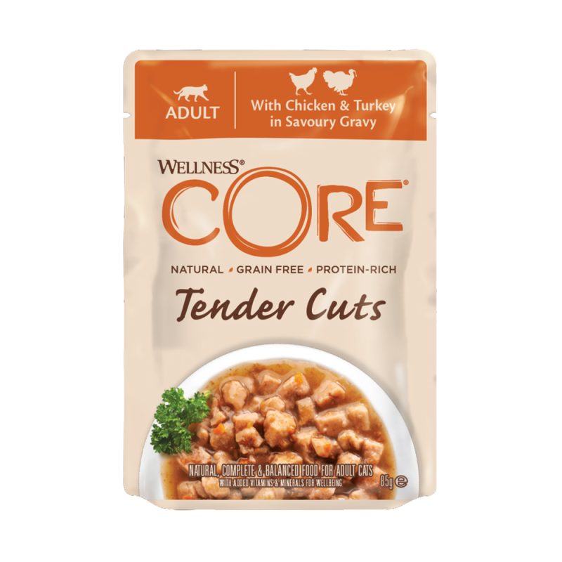 Wellness Core Tender Cuts Fillets Κοτόπουλο &Amp; Γαλοπούλα Σε Σάλτσα 85Gr