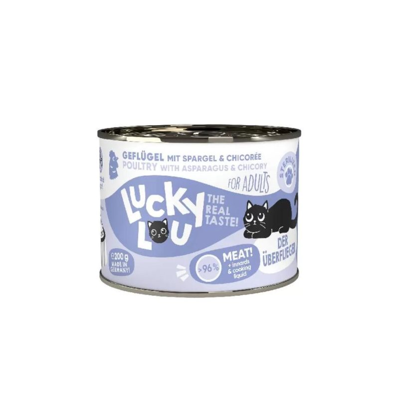 Lucky Lou LifeStage Adult Sterilized Πουλερικά (με Σπαράγγι & Κιχώριο) 200gr