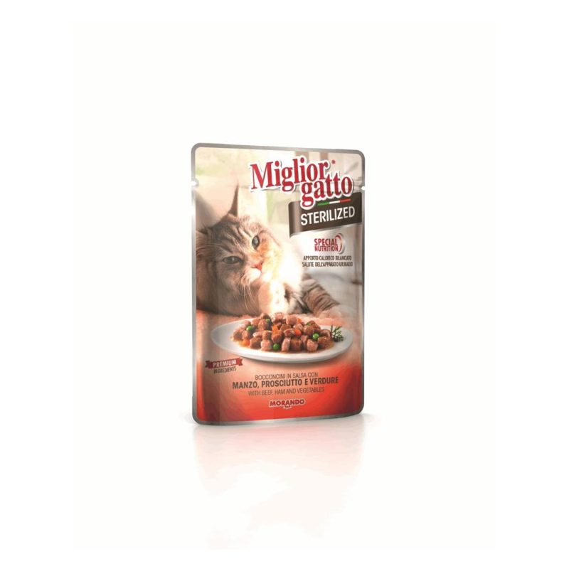 Miglior Gatto Sterilized Pouches Κομματάκια Σε Σάλτσα Βοδινό Προσούτο 85g