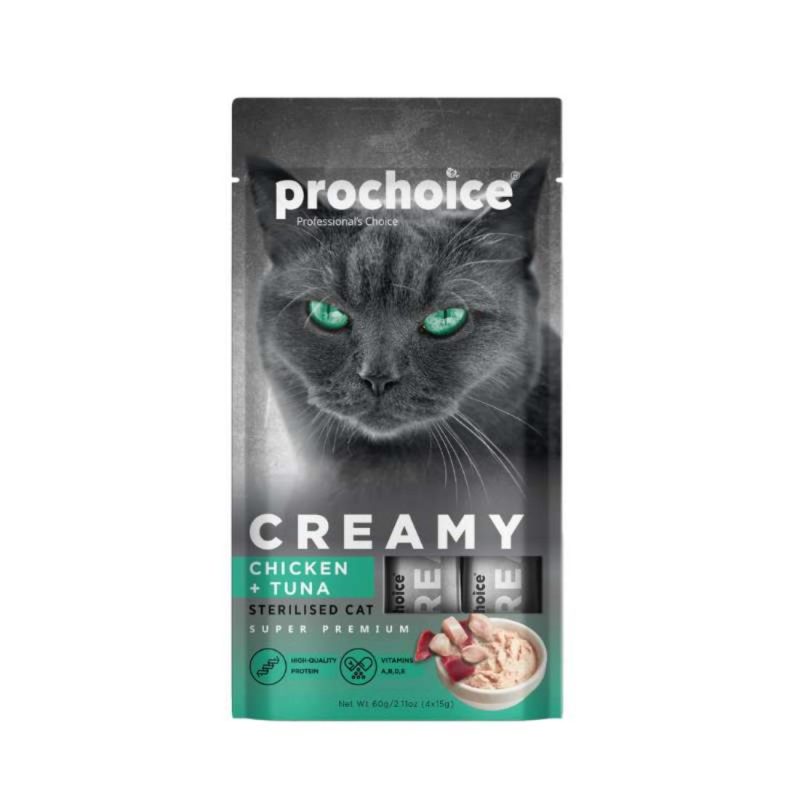 Λιχουδιά Γάτας Prochoice Creamy Snack Με Κοτόπουλο & Τόνο 60gr (4x15g)