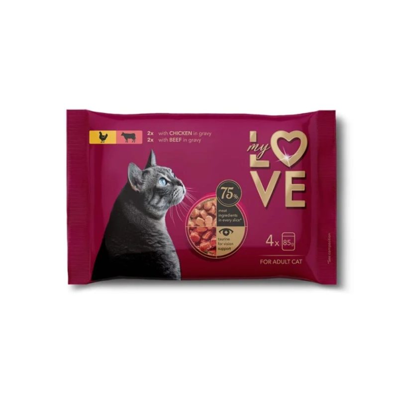 My Love Multipack 4x85gr 2x Κοτόπουλο Σε Σάλτσα – 2x Βοδινό Σε Σάλτσα