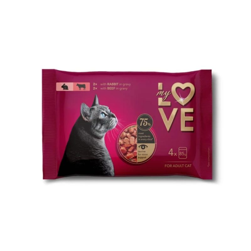 My Love Multipack 4x85gr 2x Κουνέλι σε σάλτσα – 2x Βοδινό σε σάλτσα