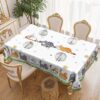 Τραπεζομάντηλο Λευκό Με Γάτες
