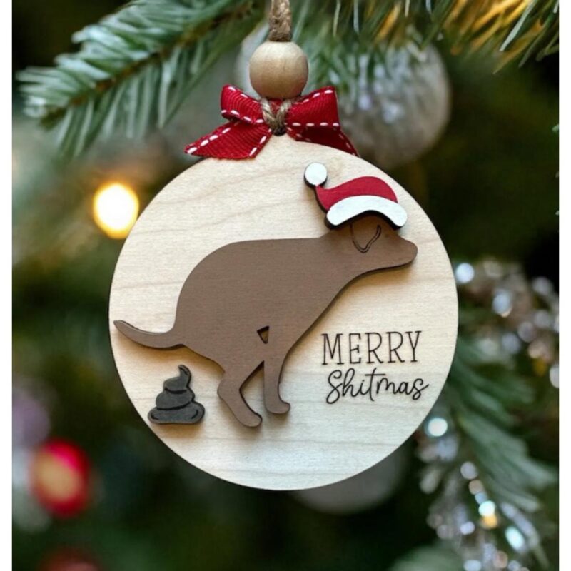 Χριστουγεννιάτικο Στολίδι Στρογγυλό Τουαλέτα Σκύλου